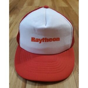 Vintage Raytheon Hat Cap Trucker Snapback Adjustable Blue One Size Fits All Red